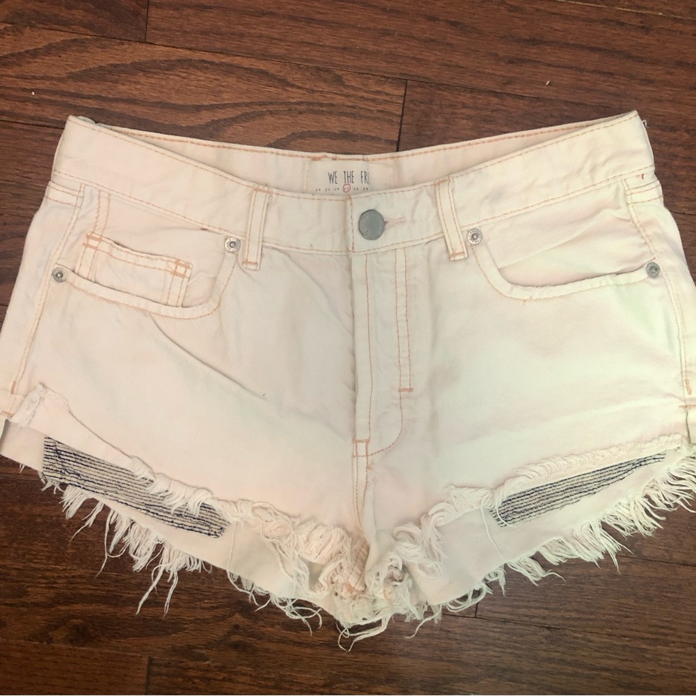 Free People We The Free Ivory Off White Denim Shorts 27